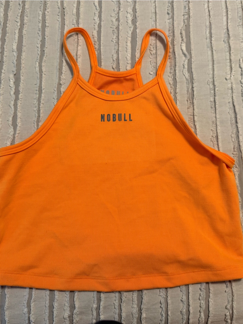 NOBULL Women's Bright Orange Ribbed crop tank
